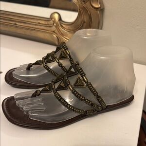 Jessica Simpson Brown Beaded Sandals